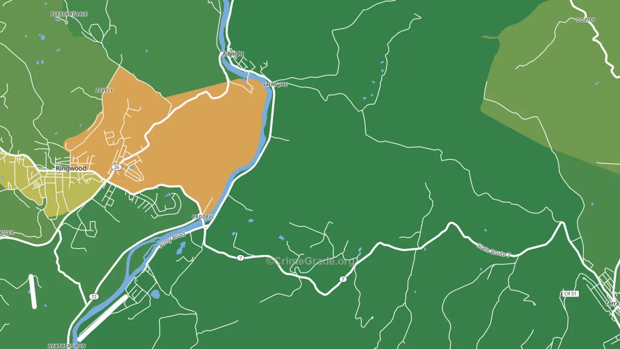 St. Joe, WV Map of Vehicle Theft Rates