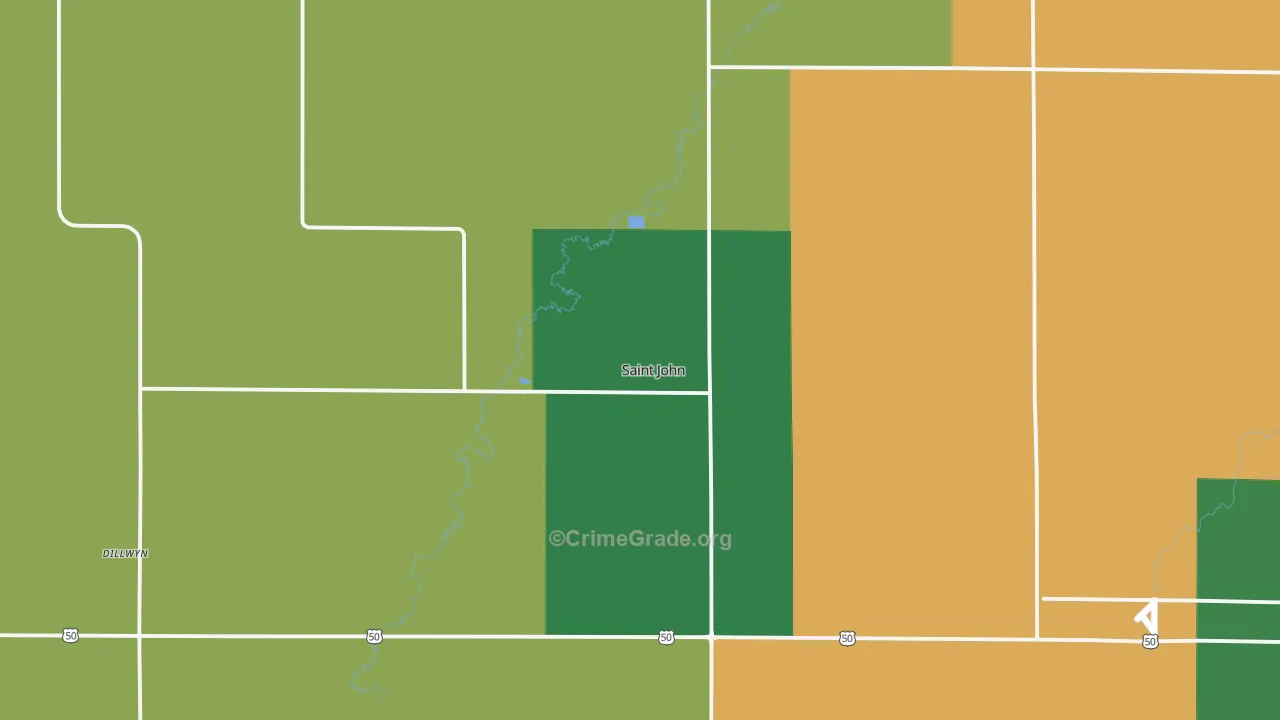 St. John, KS Map of Vehicle Theft Rates