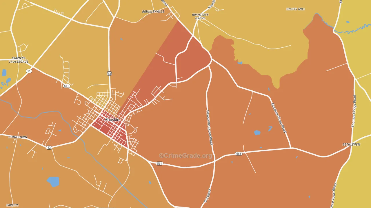 St. John, NC Map of Vehicle Theft Rates