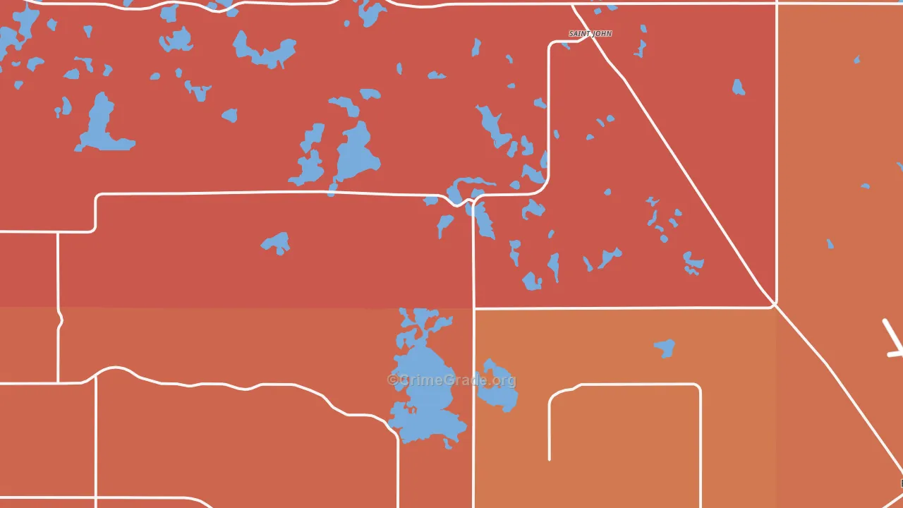 St. John, ND Map of Vehicle Theft Rates