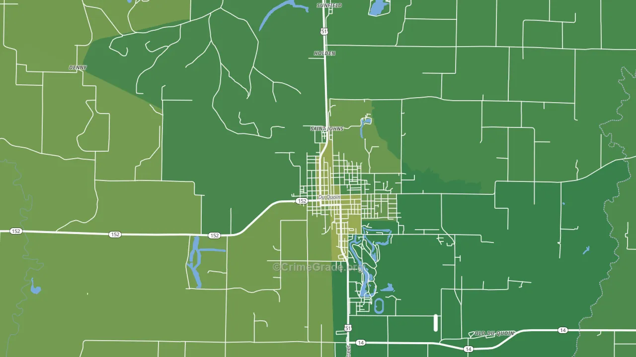 St. Johns, IL Map of Vehicle Theft Rates
