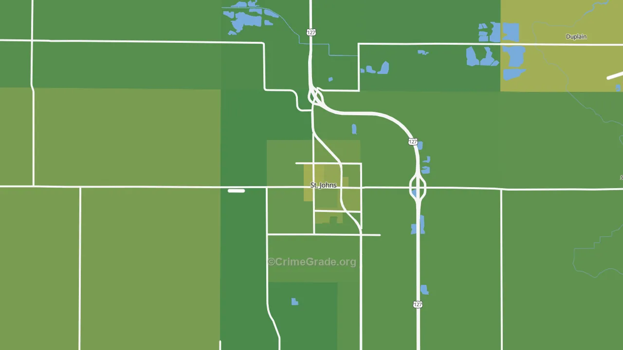 St. Johns, MI Map of Vehicle Theft Rates