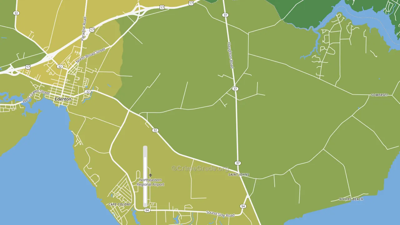 St. Johns, NC Map of Vehicle Theft Rates