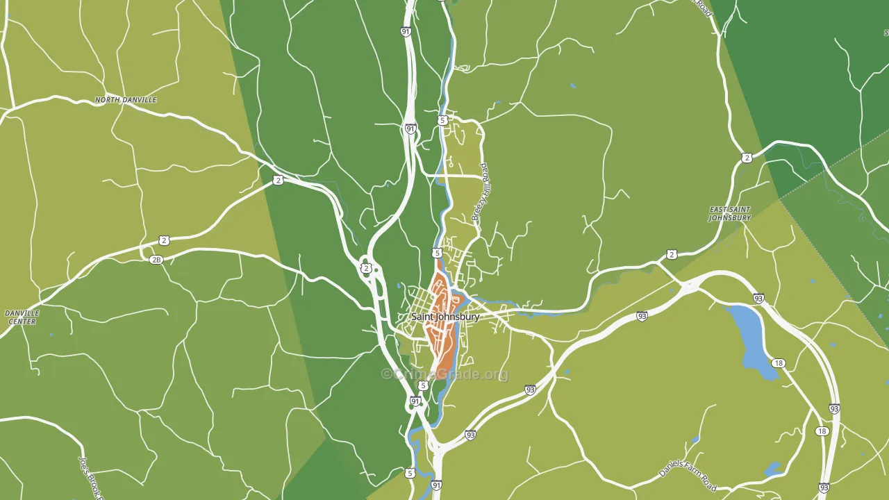 St. Johnsbury, VT Map of Vehicle Theft Rates