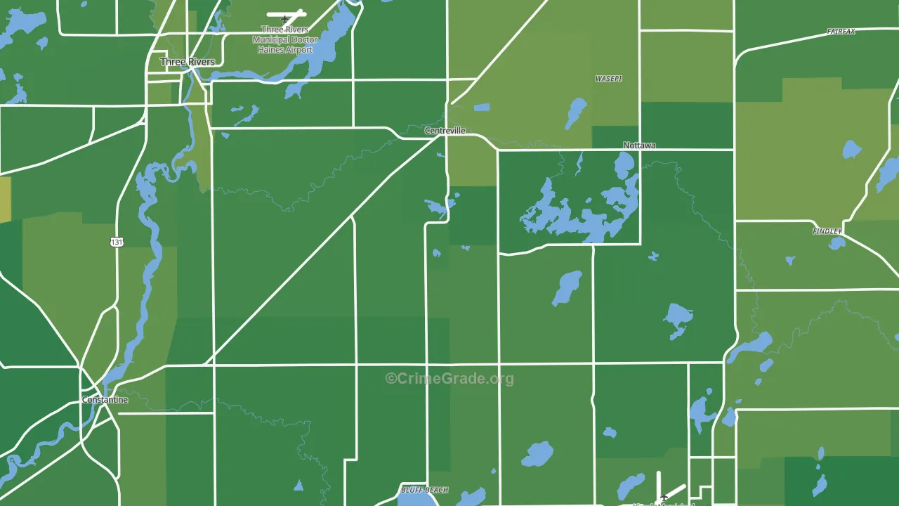 St. Joseph County, MI Map of Vehicle Theft Rates
