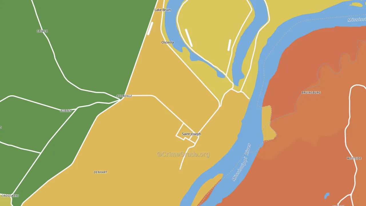 St. Joseph, LA Map of Vehicle Theft Rates