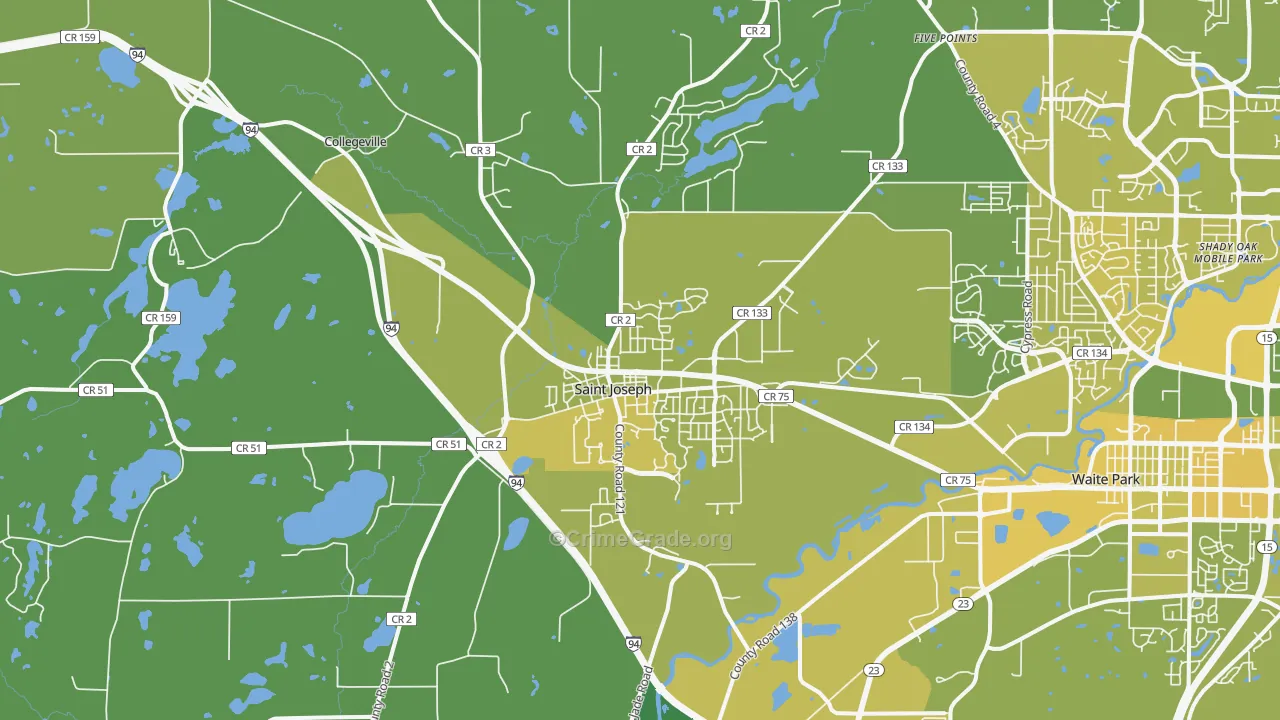 St. Joseph, MN Map of Vehicle Theft Rates