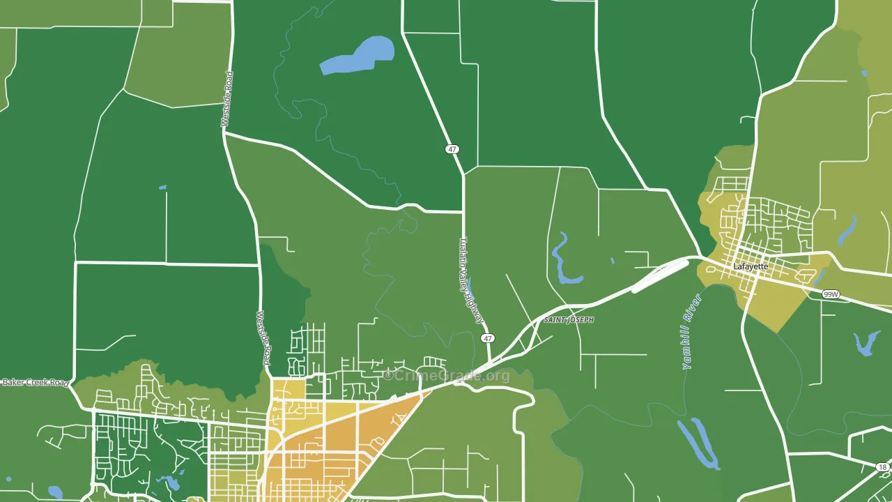 St. Joseph, OR Map of Vehicle Theft Rates