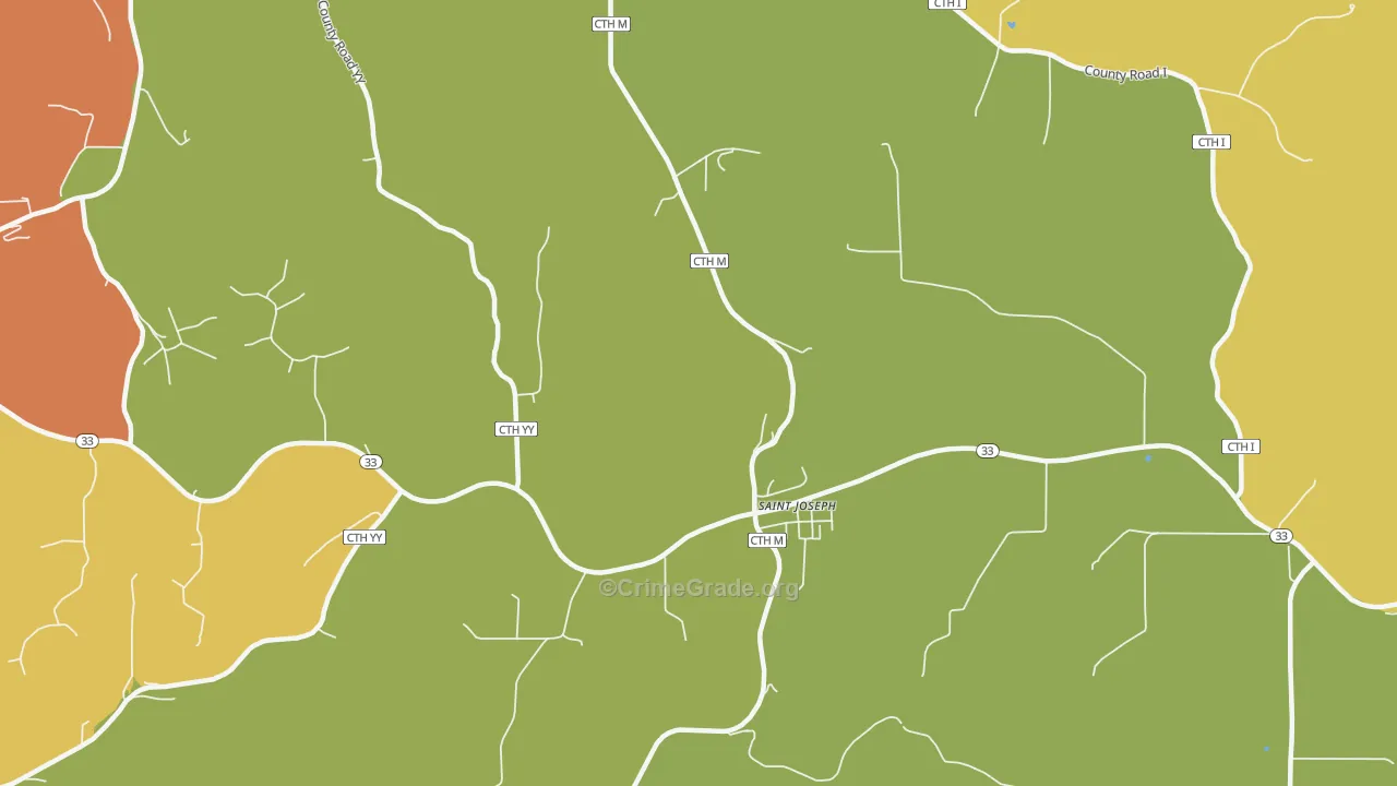 St. Joseph, WI Map of Vehicle Theft Rates