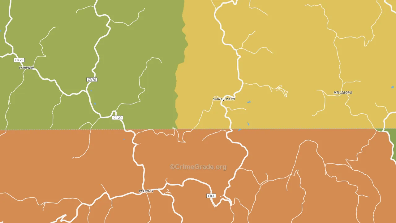 St. Joseph, WV Map of Vehicle Theft Rates