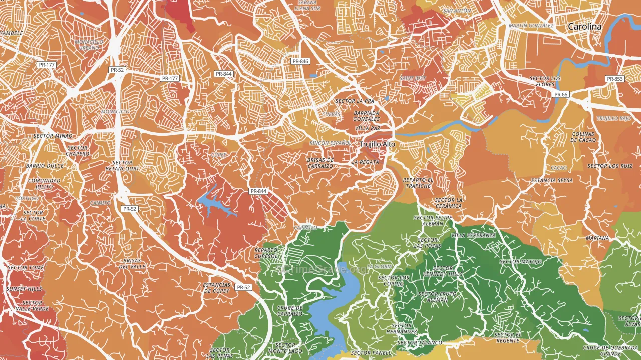 St. Just, PR Map of Vehicle Theft Rates