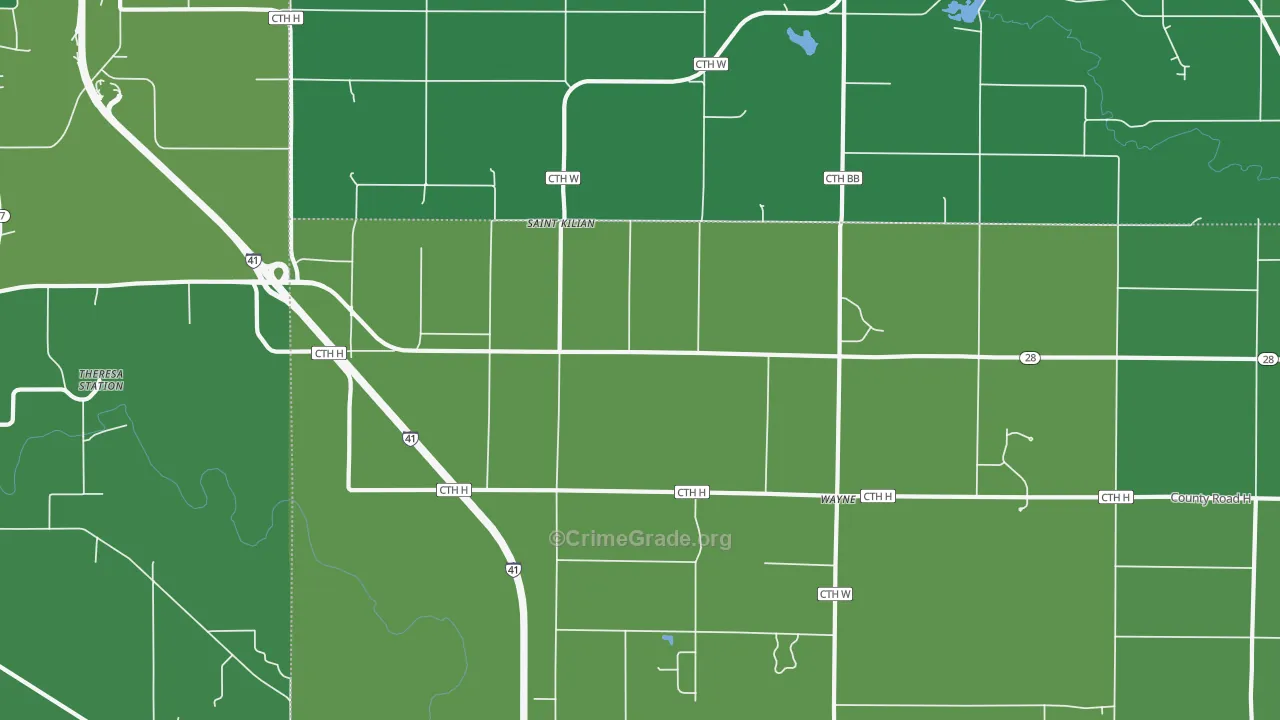St. Kilian, WI Map of Vehicle Theft Rates