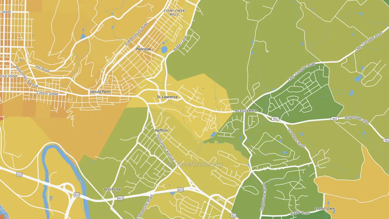 St. Lawrence, PA Map of Vehicle Theft Rates