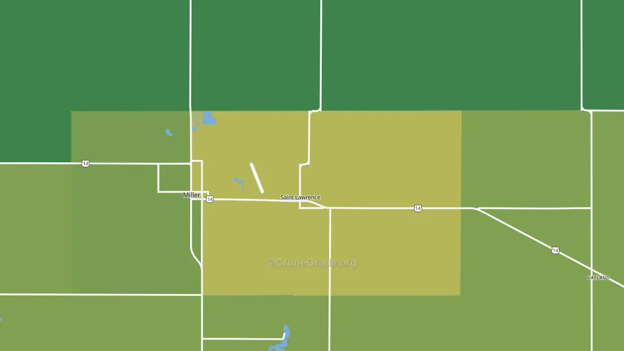St. Lawrence, SD Map of Vehicle Theft Rates