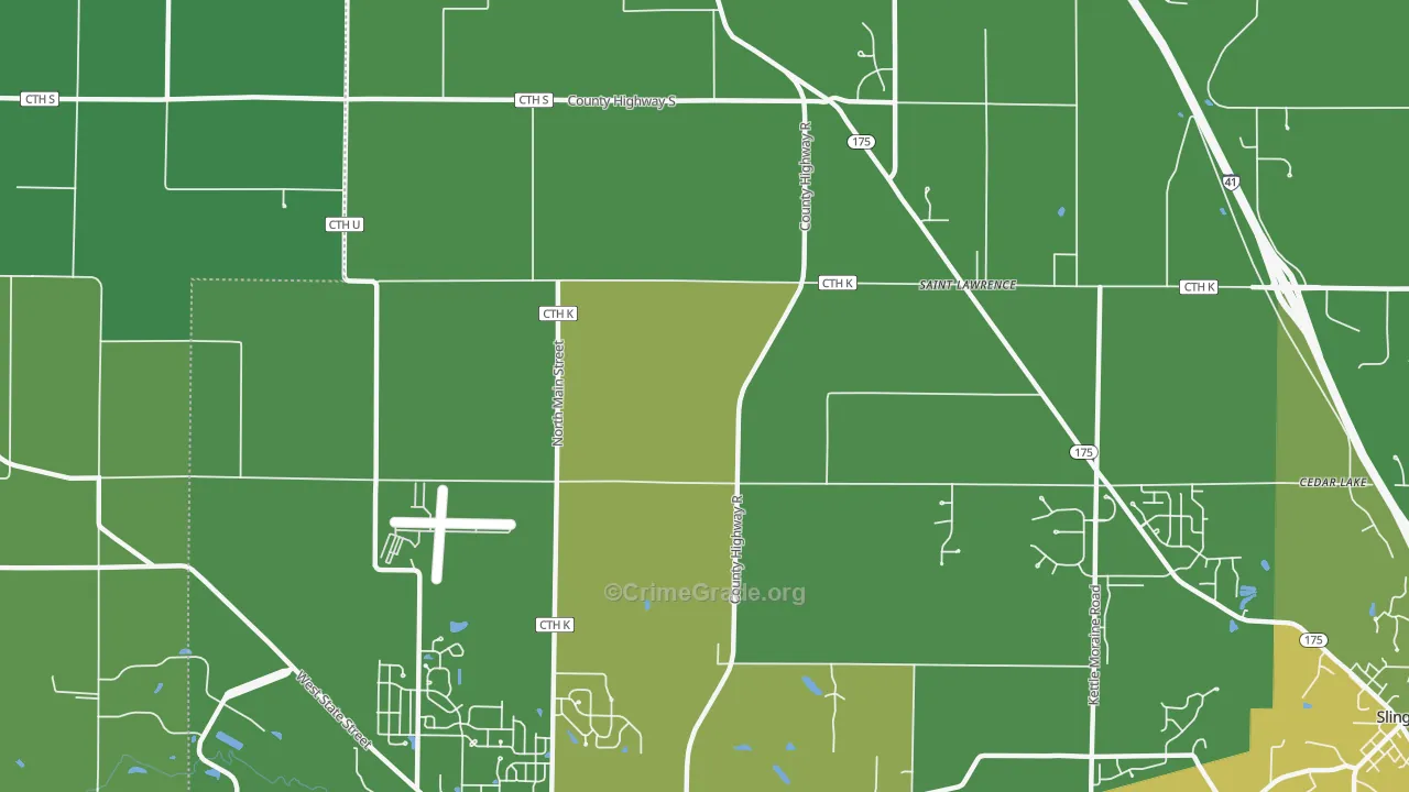 St. Lawrence, WI Map of Vehicle Theft Rates