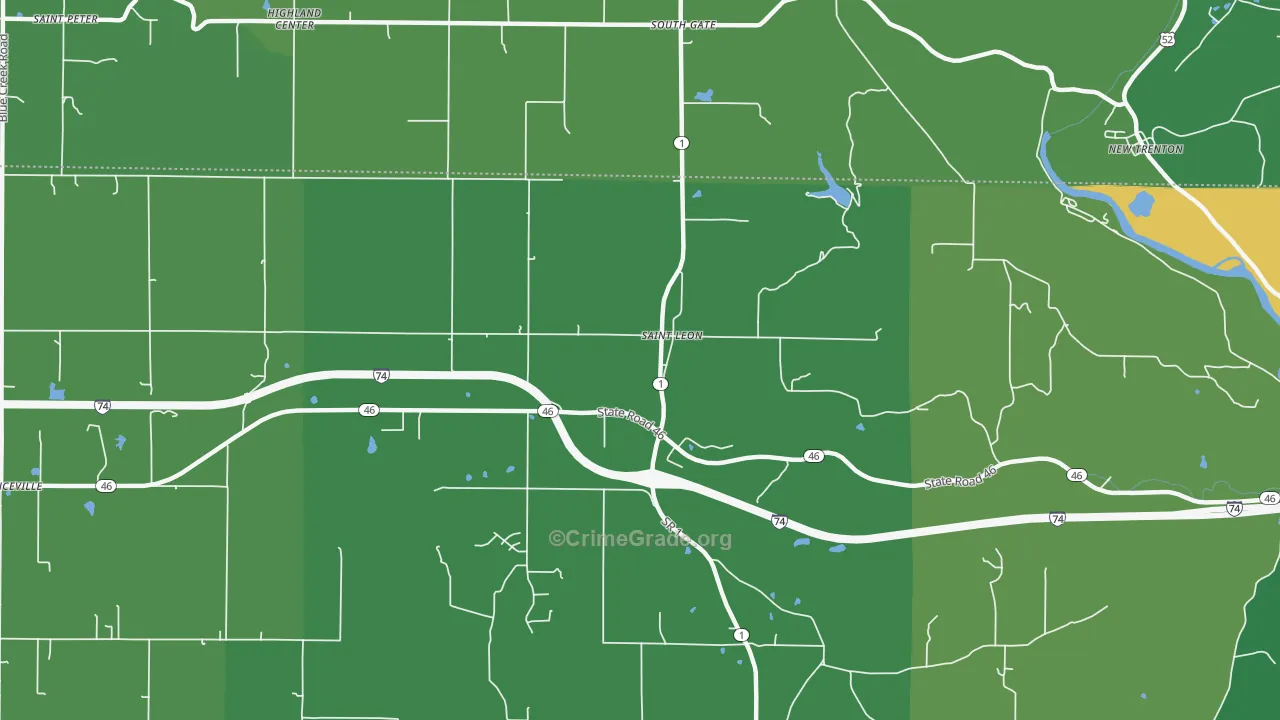 St. Leon, IN Map of Vehicle Theft Rates