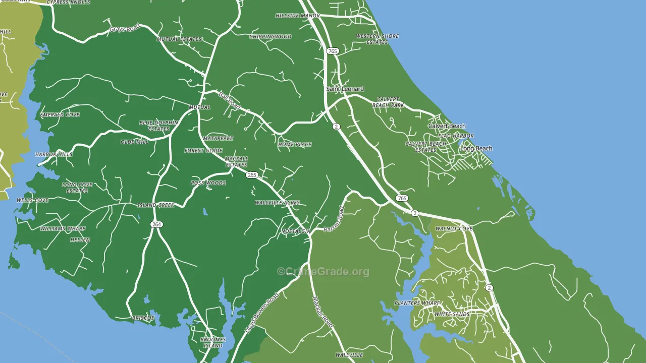 St. Leonard, MD Map of Vehicle Theft Rates