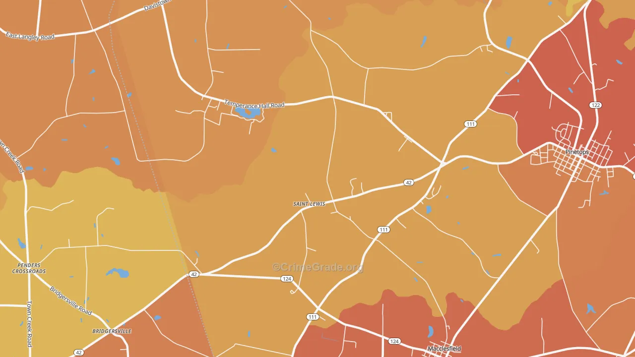 St. Lewis, NC Map of Vehicle Theft Rates