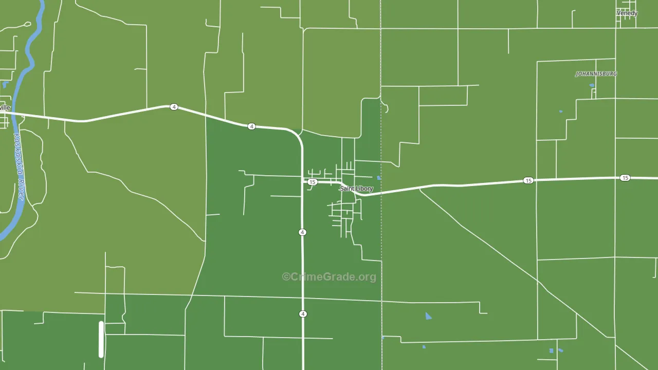 St. Libory, IL Map of Vehicle Theft Rates