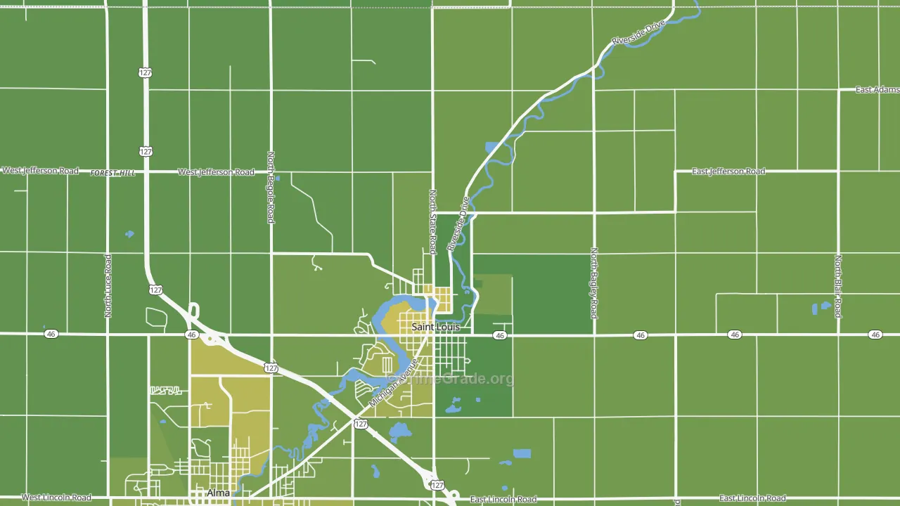 St. Louis, MI Map of Vehicle Theft Rates