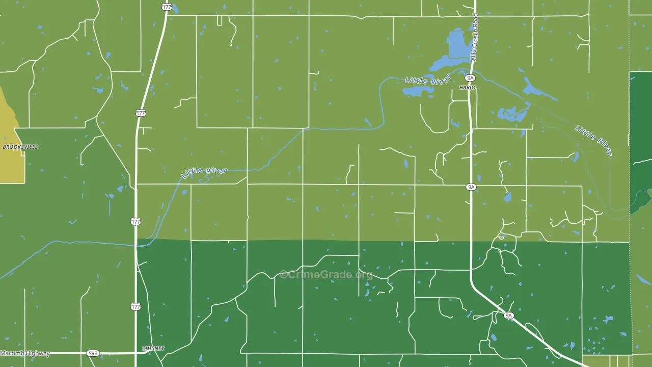 St. Louis, OK Map of Vehicle Theft Rates