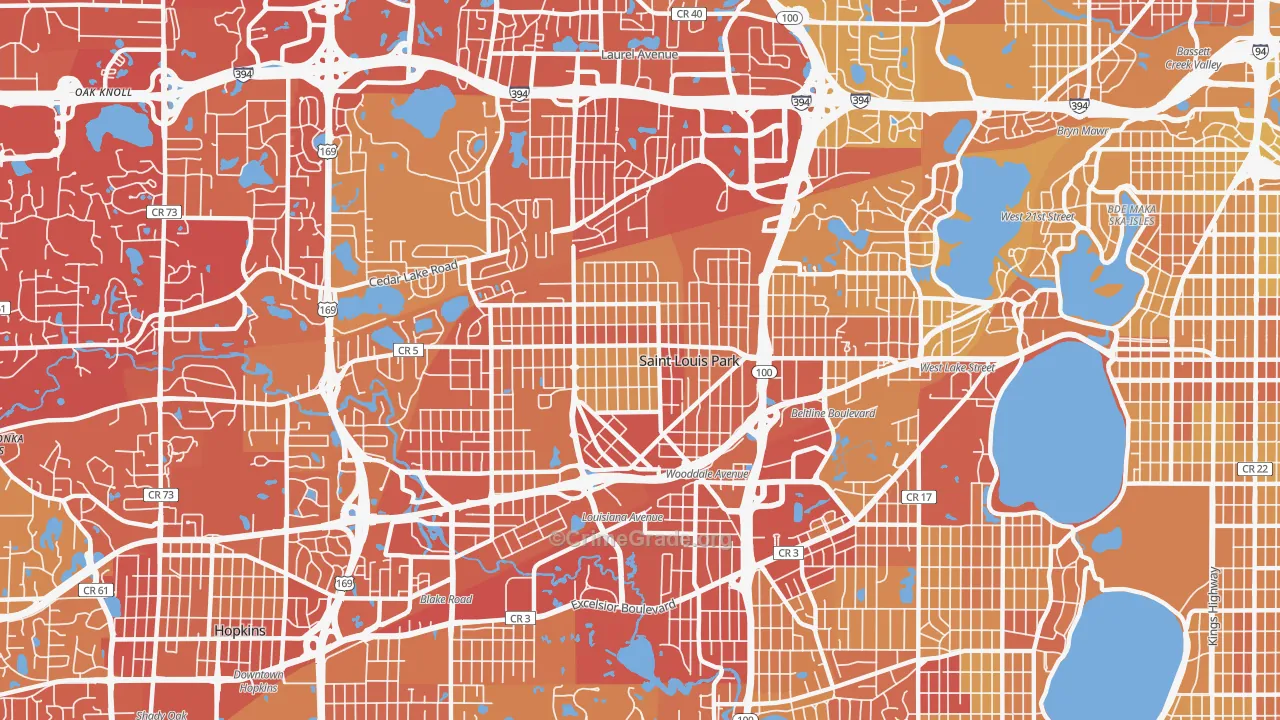 St. Louis Park, MN Map of Vehicle Theft Rates