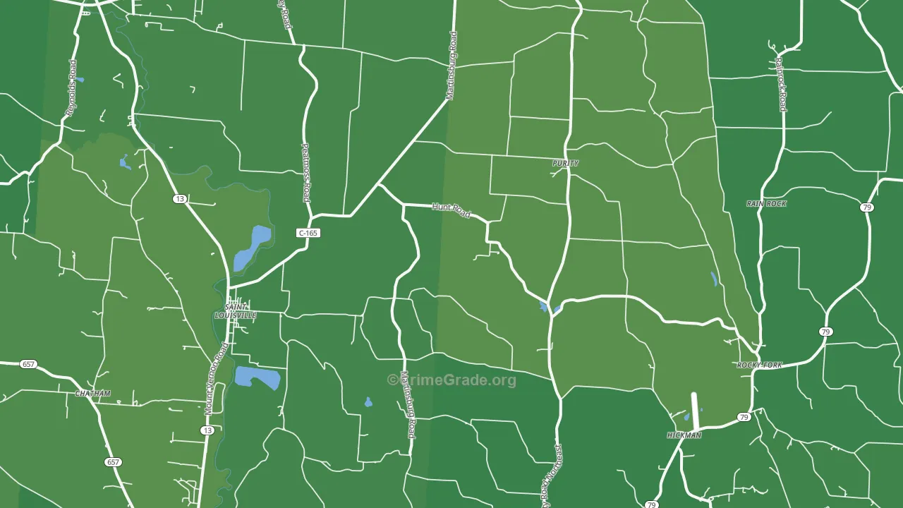 St. Louisville, OH Map of Vehicle Theft Rates