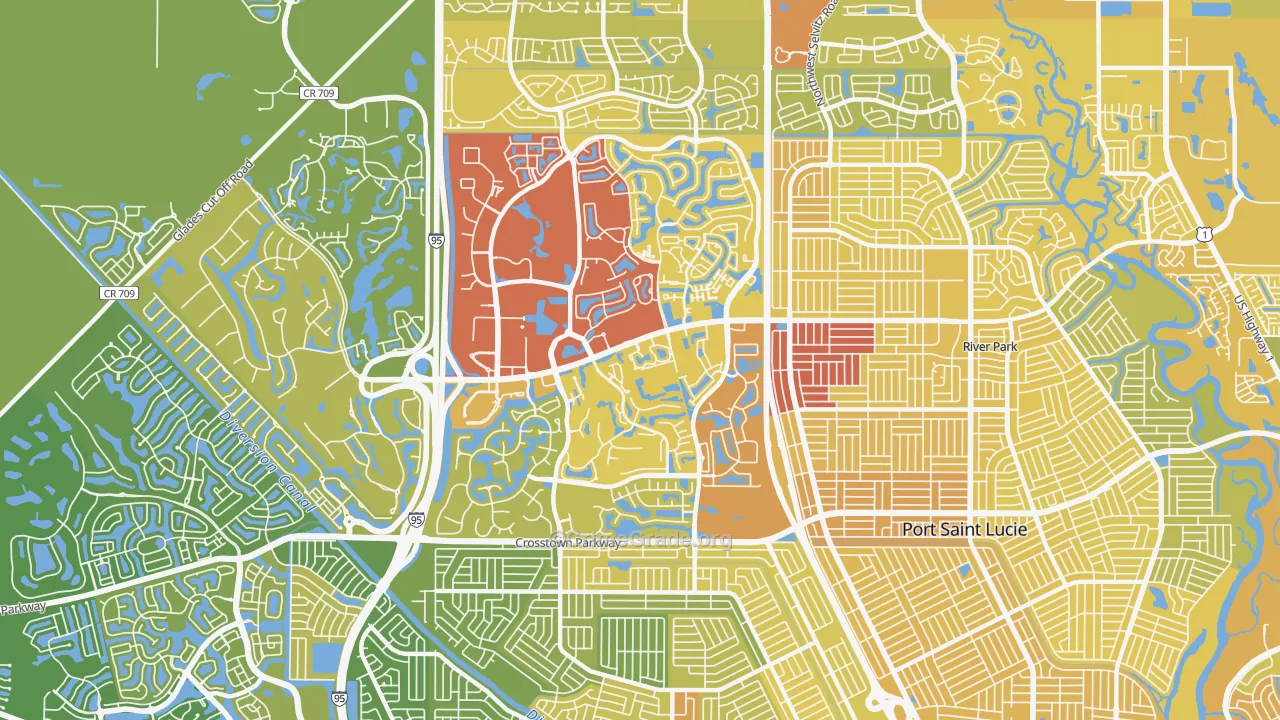 St. Lucie West, Port St. Lucie, FL Map of Vehicle Theft Rates