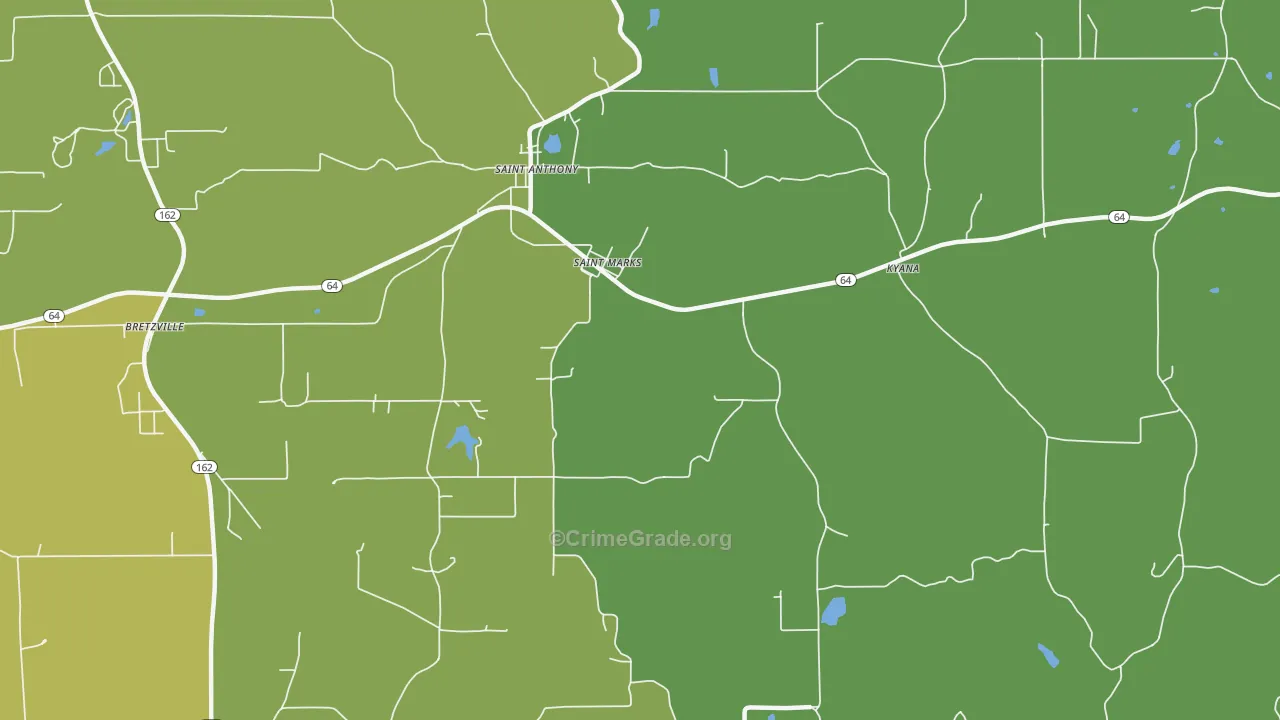 St. Marks, IN Map of Vehicle Theft Rates