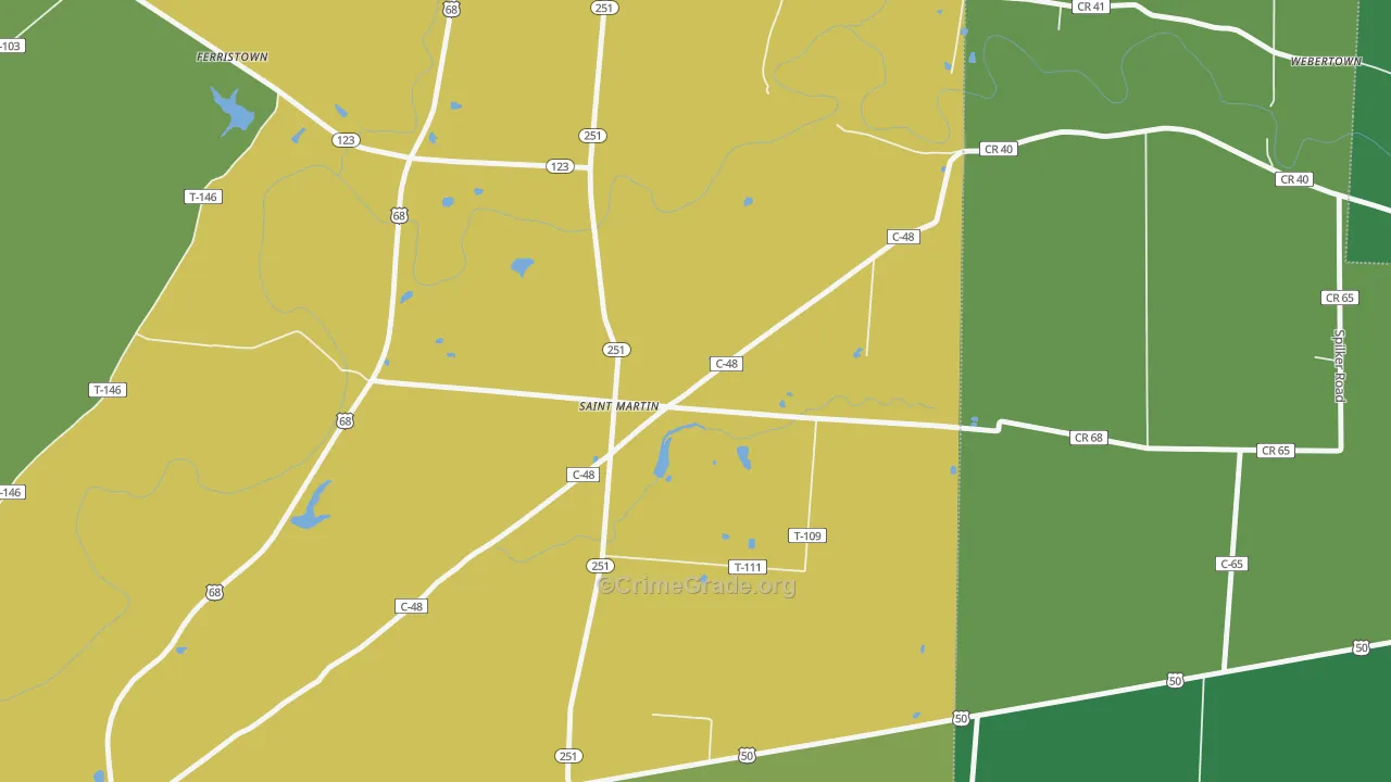 St. Martin, OH Map of Vehicle Theft Rates