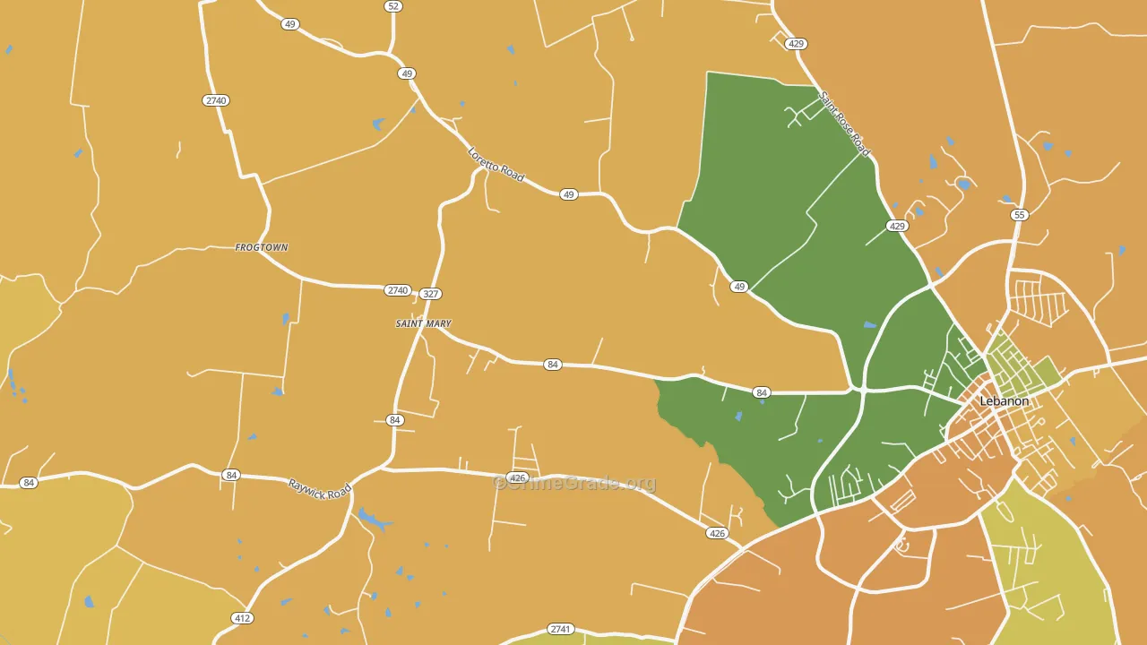 St. Mary, KY Map of Vehicle Theft Rates