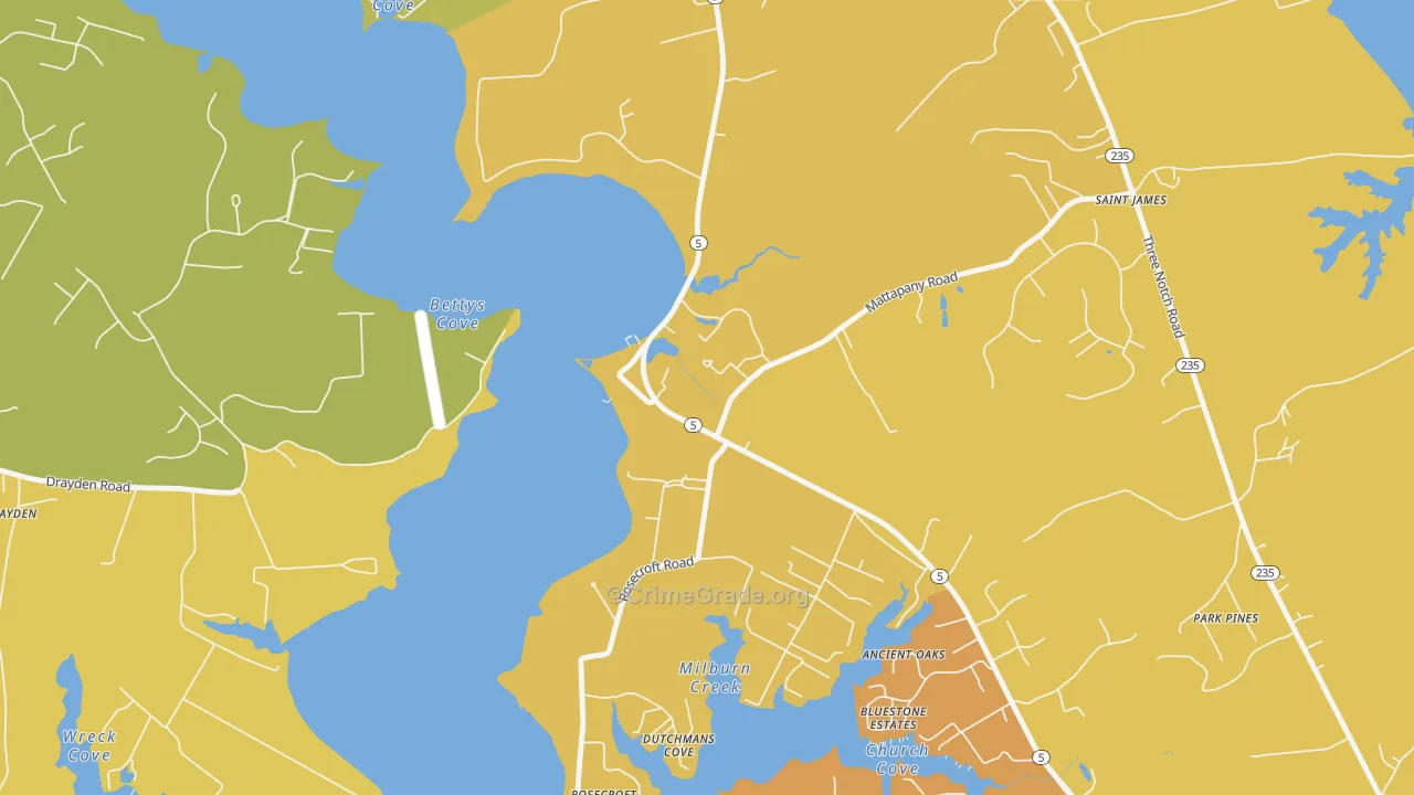 St. Marys City, MD Map of Vehicle Theft Rates