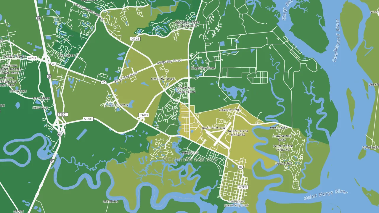 St. Marys, GA Map of Vehicle Theft Rates