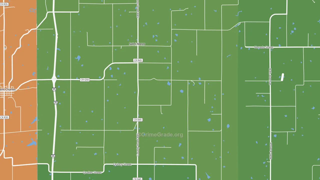 St. Marys, IA Map of Vehicle Theft Rates