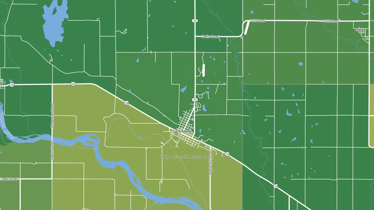 St. Marys, KS Map of Vehicle Theft Rates