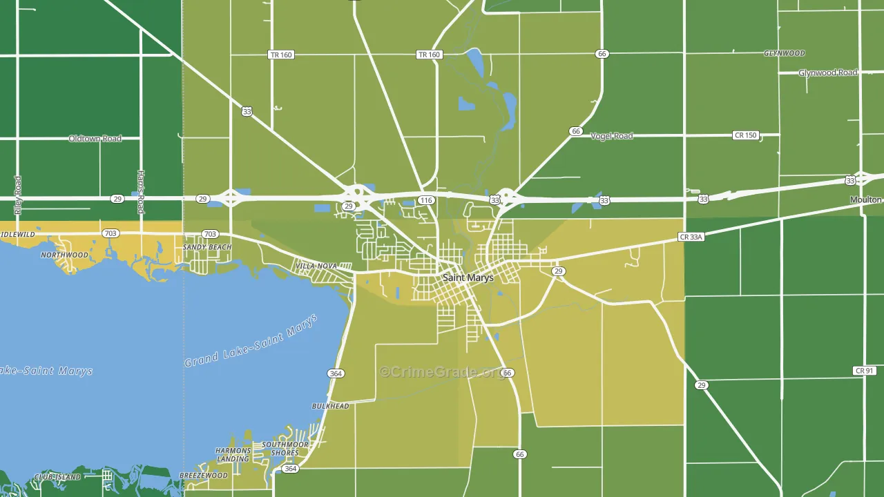 St. Marys, OH Map of Vehicle Theft Rates