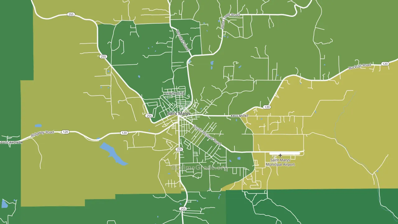 St. Marys, PA Map of Vehicle Theft Rates