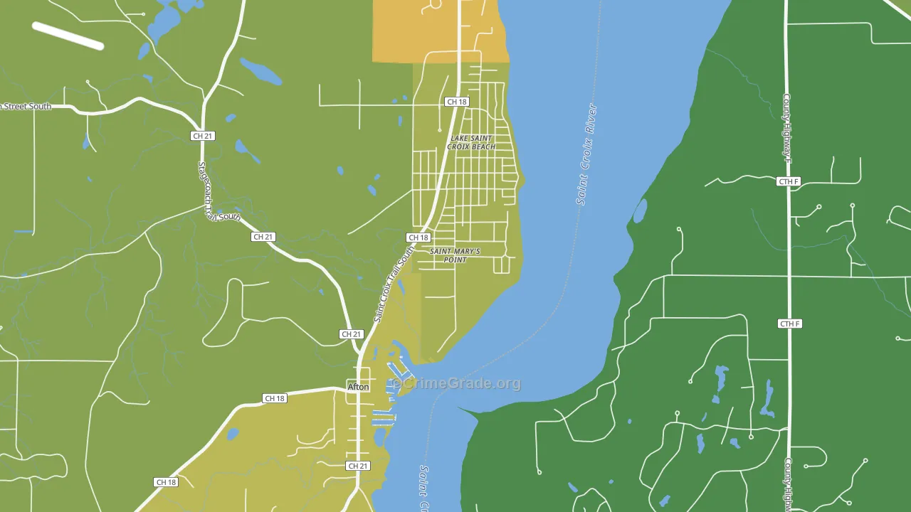 St. Marys Point, MN Map of Vehicle Theft Rates