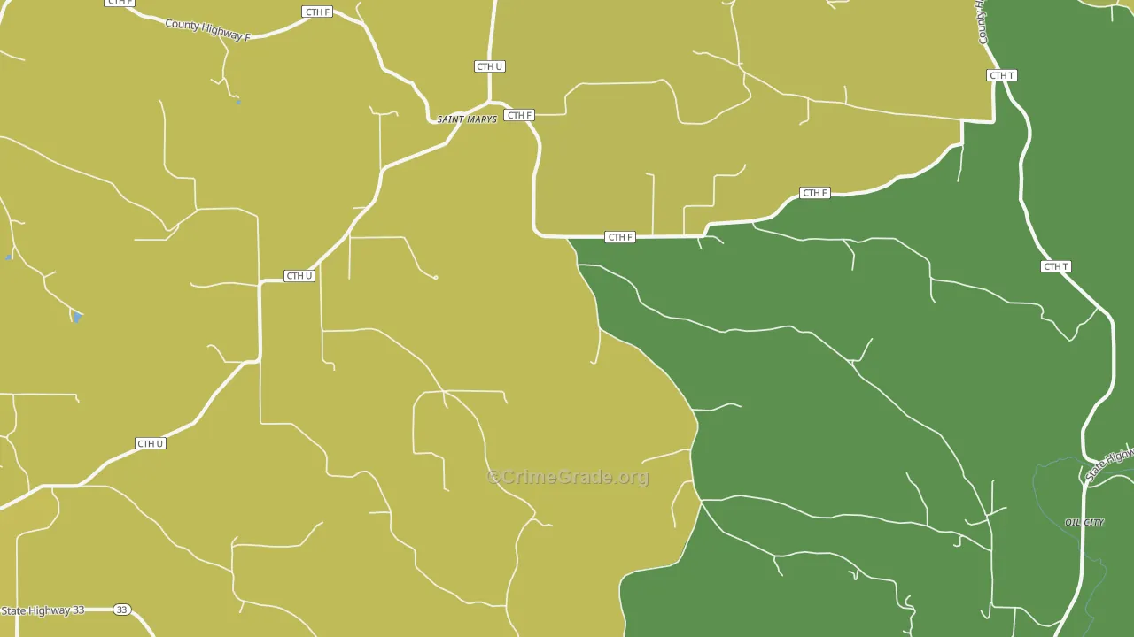 St. Marys, WI Map of Vehicle Theft Rates