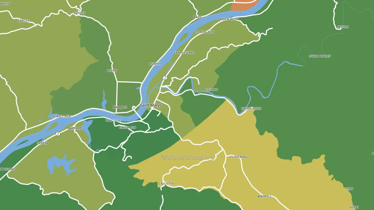 St. Marys, WV Map of Vehicle Theft Rates