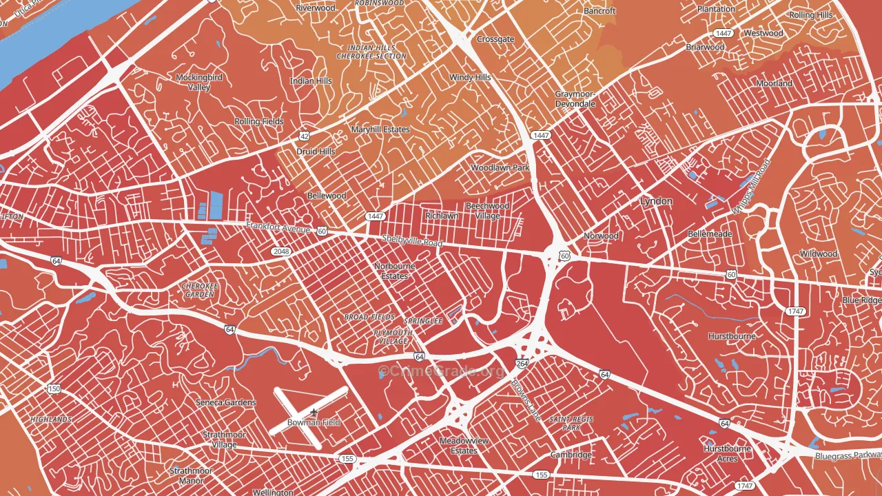 St. Matthews, KY Map of Vehicle Theft Rates