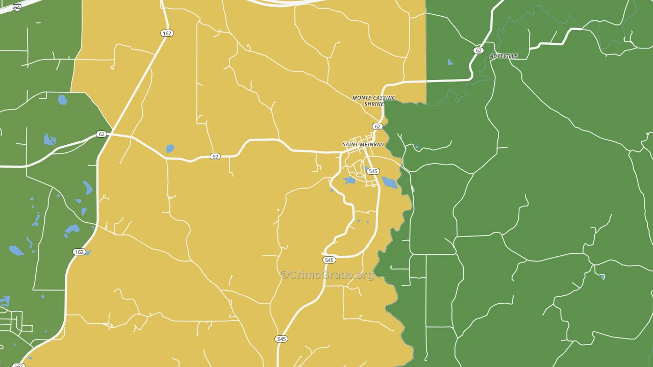 St. Meinrad, IN Map of Vehicle Theft Rates