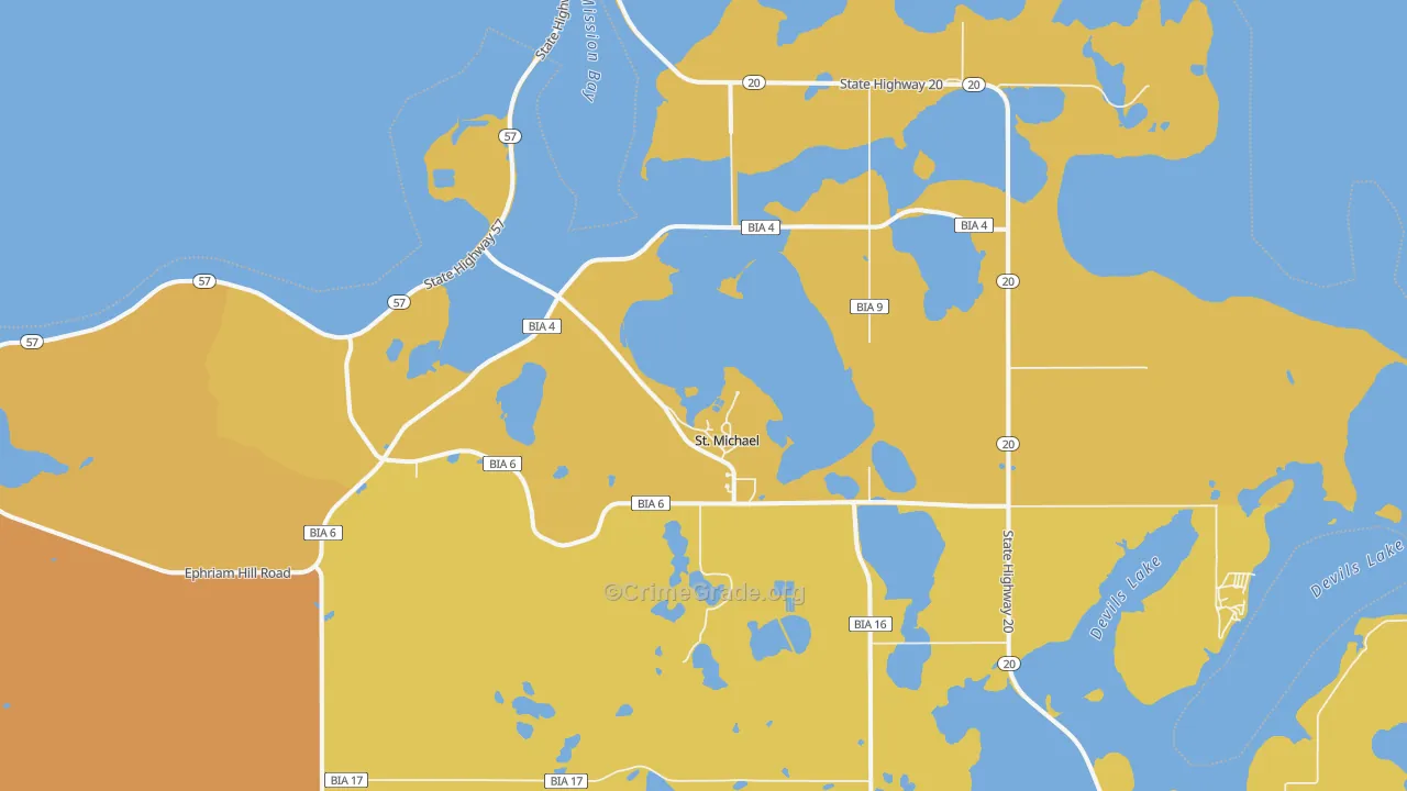 St. Michael, ND Map of Vehicle Theft Rates
