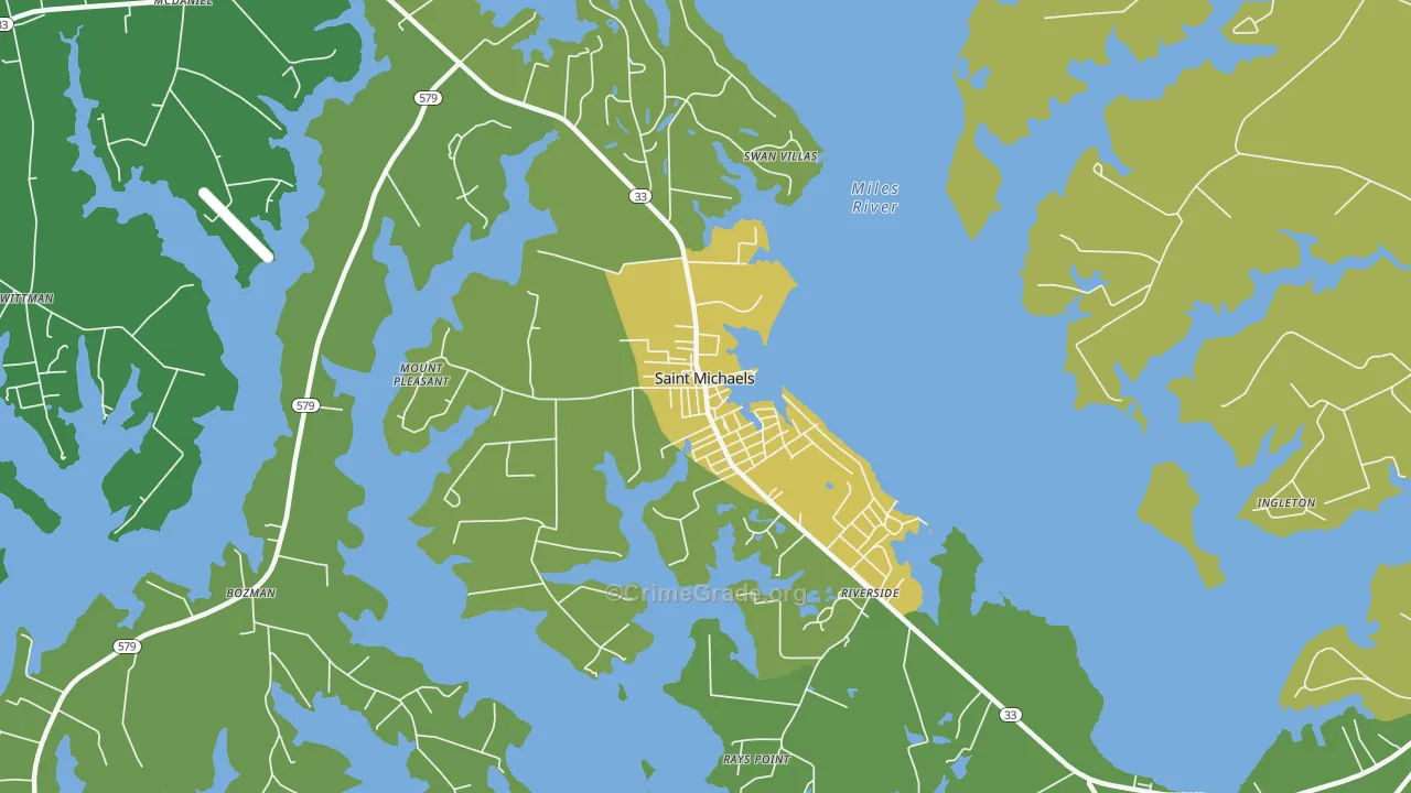 St. Michaels, MD Map of Vehicle Theft Rates
