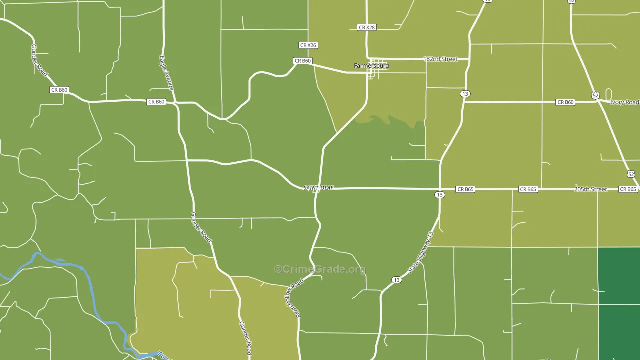 St. Olaf, IA Map of Vehicle Theft Rates