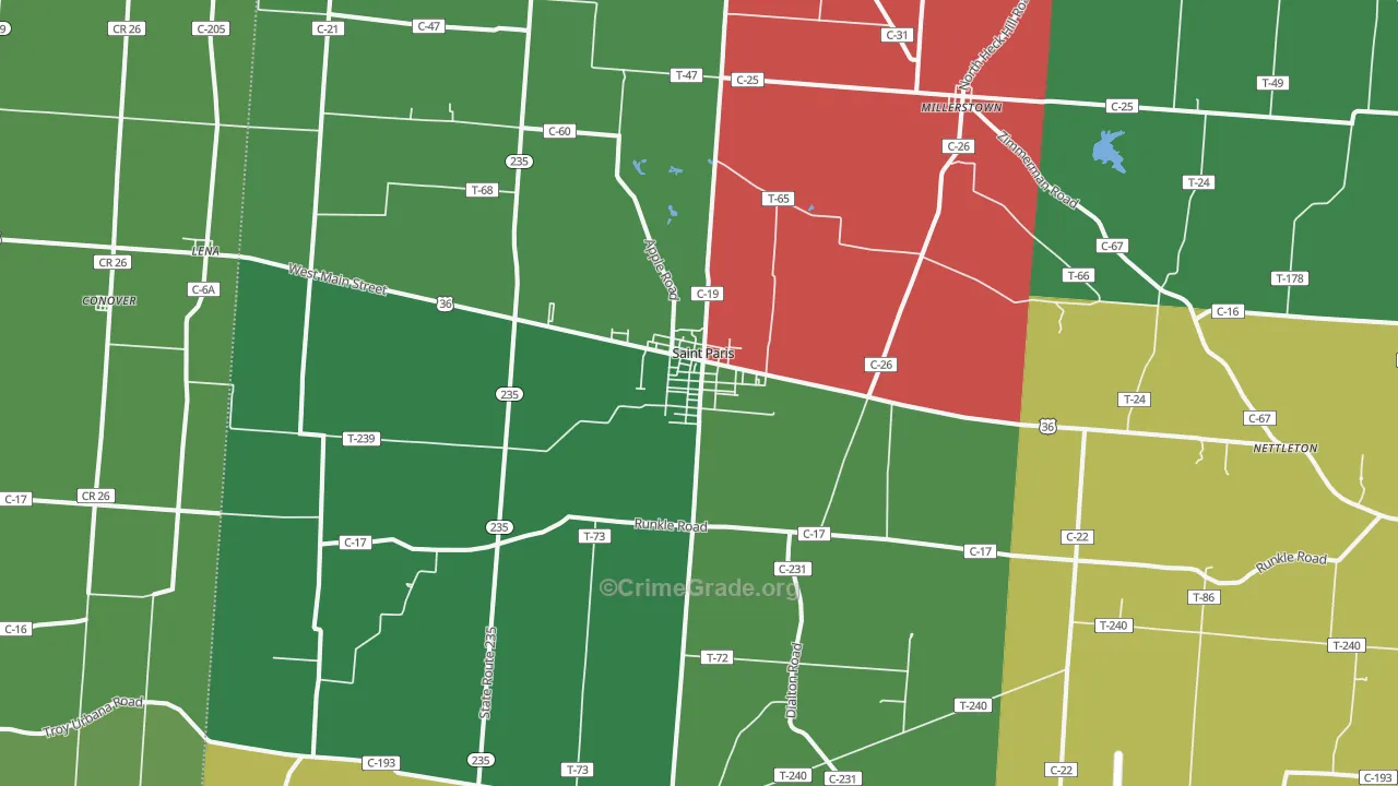 St. Paris, OH Map of Vehicle Theft Rates