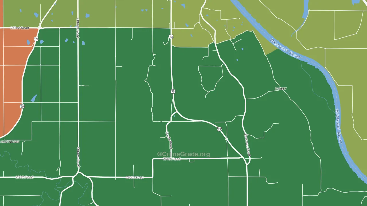 St. Pats, KS Map of Vehicle Theft Rates