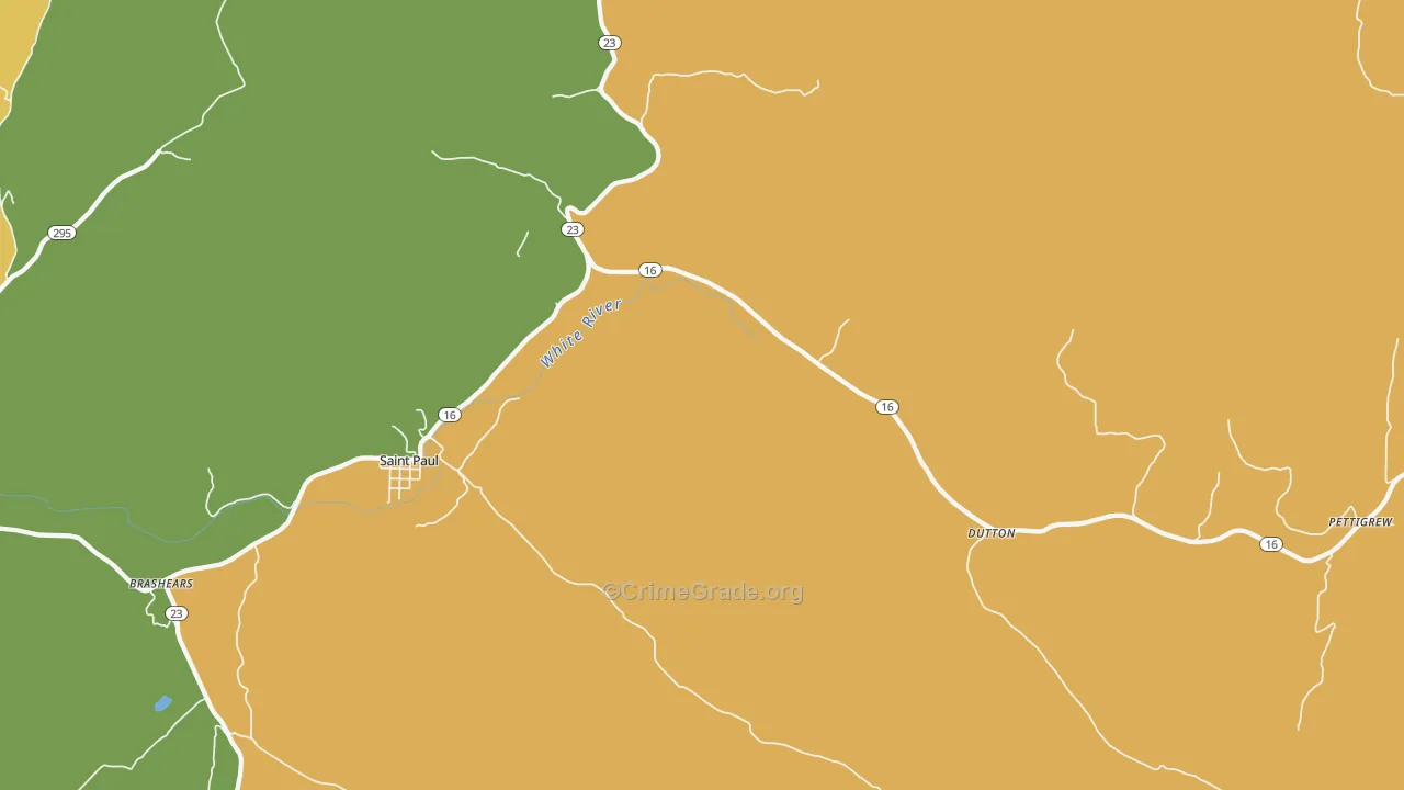 St. Paul, AR Map of Vehicle Theft Rates