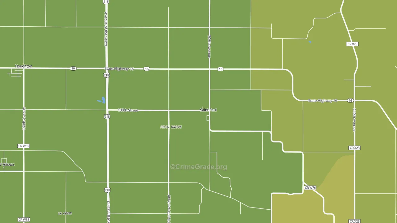 St. Paul, IA Map of Vehicle Theft Rates