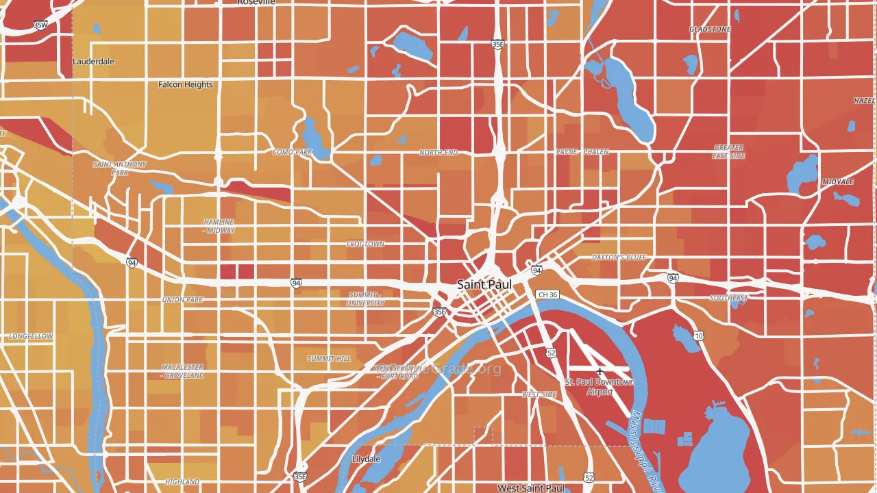 St. Paul, MN Map of Vehicle Theft Rates